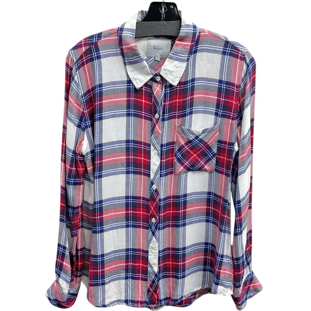 Rails Women's Small Long-Sleeve Button Up‎ Flannel Shirt Hunter Red Multi Plaid